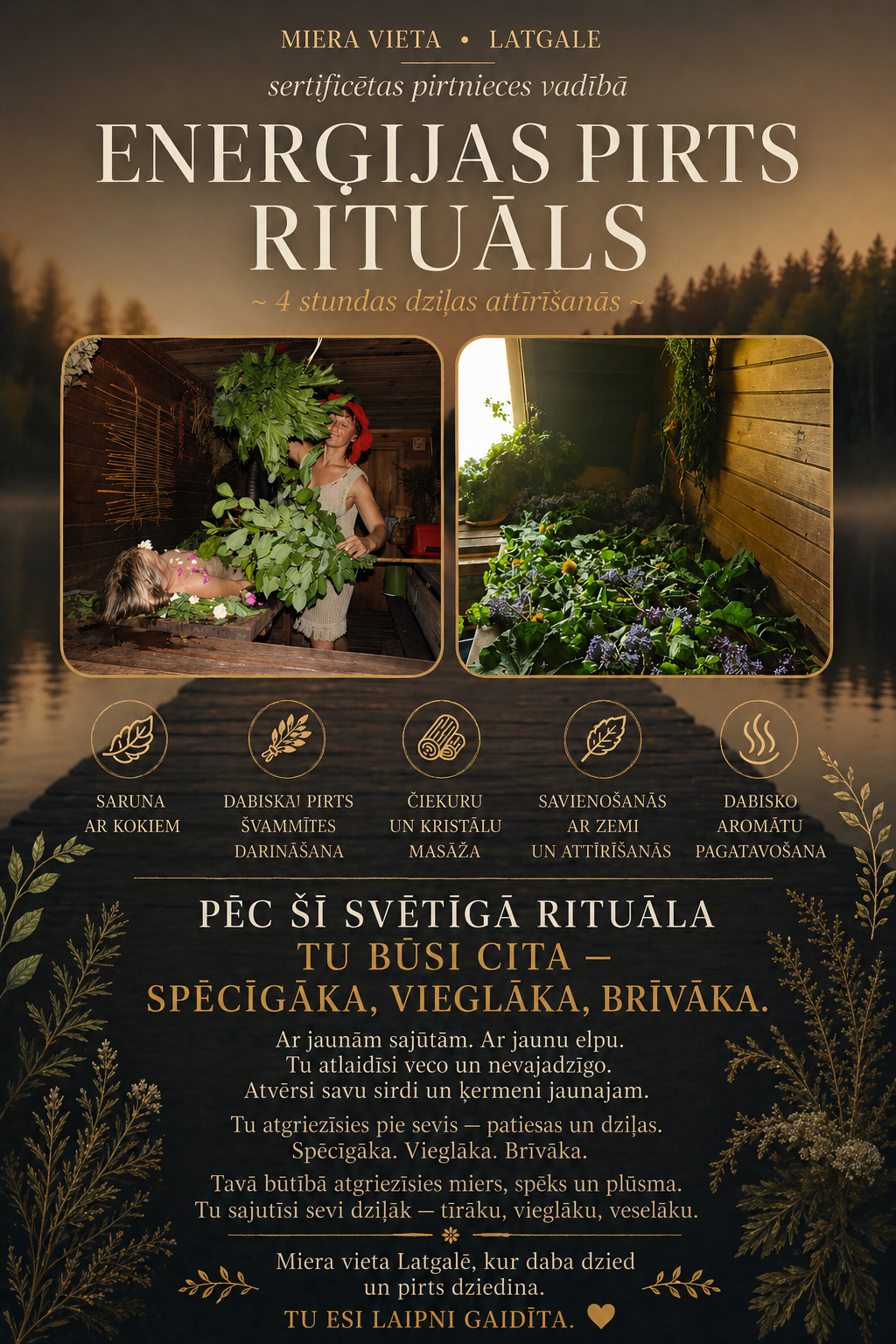 Iespejams baudīt īstu Energopirts rituālu ar profesionālu pirtnieci. ( iepriekš saskaņojot laiku)